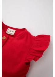 Defacto Baby Girl Short Sleeve Linen Look Basic Dress Z7402A224Sm