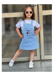 yns coolstar minnie embroidery Jeans Adjustable Strap Gilet / Denim Dress