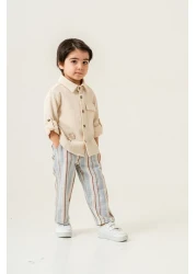 HARİKA KİDS Boy's Linen Shirt Muslin Pants Suit 2-5 Years