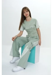 Asortix Girls' Two-Piece Bottom&Top Set-Cargo Pocket Pants & Short Sleeve T-Shirt – 100% Cotton