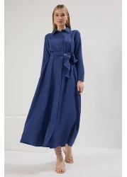  Modest Saks Belted Woven Shirt Dress Tctss25Eb00068