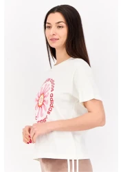 adidas قميص تدريب رياضي نسائي بأكمام قصيرة، كريمي