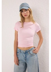  Collection Light Pink Gather / Drape \Ailler Fitted Knitted Blouse