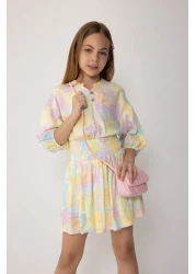 Defacto Girls' 2-Piece Set Belmando Patterned Blouse Skirt C5353A824Hs
