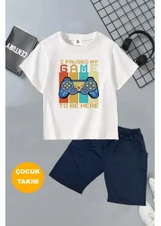 twins tailors Game Console and Teddy Printed 2 Pcs Summer T-Shirt-Shorts Kids Set