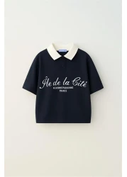 Motebarn Wear طقم La'Ciel Paris بولو بياقة سفلية للفتيات باللون الأزرق الداكن