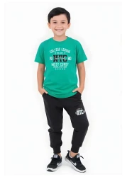 FYK KİDS Boy's Seasonal Nyc College Printed Bottom-Top Suit