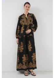 Bigdart 2423 Model Authentic Patterned Black Dress