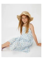 Koton فستان مبطن بالقطن مزين بالزهور بأشرطة سميكة