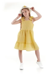 AHENGİM Girl's Dress - SeersucKer Gingham and Hat Set Ak2524