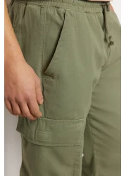 Collection Unisex Light Khaki Regular Fit - Elastic Waist Tied Cargo Pants Tmnss24Pl00003