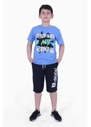FYK KİDS Kind Nes-trend Wa Text Printed Boy's Capri Set