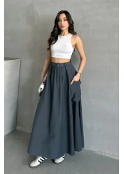 MD trend Women's Belted Big Pocket Detailed Skirt