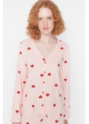  Collection طقم بيجامة محبوكة على شكل قلب من القطن بنسبة 100% باللون الوردي THMAW21PT0548