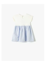 Koton Striped Dress Short Sleeve Crew Neck Cotton Buttoned