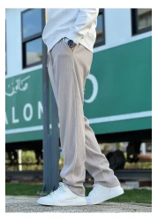 ElitWear بنطال مريح مخطط من القماش المرن