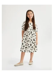 Koton Printed Floral cotton Dress with short sleeve