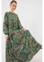 Bigdart 2423 فستان حجاب منقوش أصلي - أخضر مائي