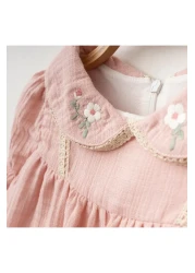 My Lusa Baby Floral Embroidered Muslin Baby Girl Dress