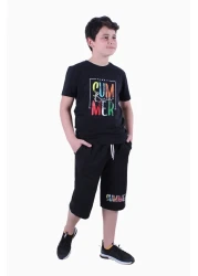 FYK KİDS 3-Piece Top and Bottom Capri and T-Shirt Set for Boys