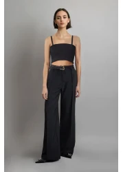  Collection Black Pleated Wide Leg/Wide Leg Woven Pants Twoaw25Pl00109 Palazzo