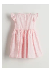 LC Waikiki Lcw Kids Pink Crew Neck Floral Girl Poplin Dress S58355Z1Nvy25