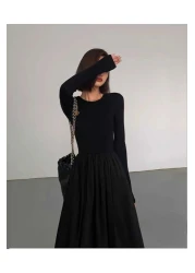 charango Women's Evaze Maxi Flared Skirt Combined Long Sleeve Dress