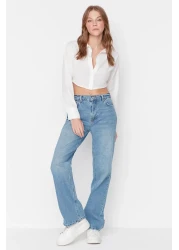  Collection Blue Low Waist Wide Leg Wide Leg Jeans Twoaw23Je00566