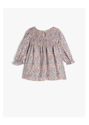 Koton 3smg80051aw فستان بناتي منقوش باللون الوردي