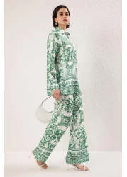  Modest Mint Patterned Satin Woven Bottom-Top Set Tctaw25Us00081