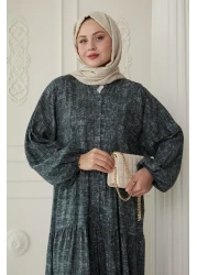 InStyle Slim Mixed Pattern Viscose Khaki Dress