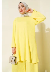 Bigdart Women's Yellow Tunic Pants Bottom Top Set 6663