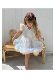 KETBaby فستان بناتي كرينولين - قوس قزح