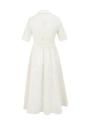 Exquise Fisko Patterned Cotton Midi Length Shirt Dress