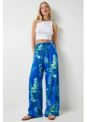 Happiness İstanbul Blue Water Green Viscose Palazzo Pants - Women's EN00606