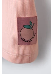 Magu Girl's Cotton Dusty Rose Peach Patterned T-Shirt and Shorts Set