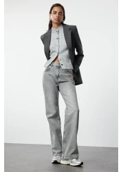  Collection Gray High Waist Wide Leg Wide Leg Jeans Twoaw25Je00178