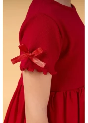 Magu Girl's Cotton Balloon Skirt Short Sleeve Dress