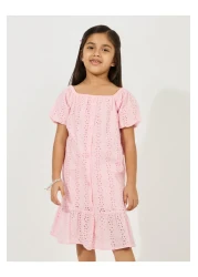 Styli Square Neck Eyelet Dress