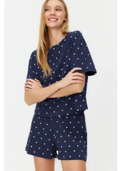  Collection 100% Cotton Navy Blue Polka Dot and Heart Sleepwear Set - Thmss21Pt1485