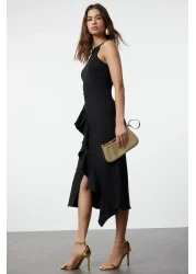  Collection Black Flounced Woven Stylish Evening Dress Night Graduation Dress Tpraw19Bb0144