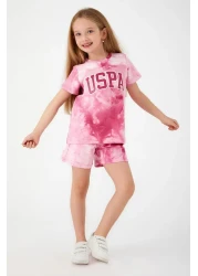 U.S. Polo Assn. Base. Polo Assn Pink Font Detail Light White Girls Shorts Set
