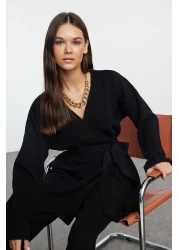  Collection Black Midi Length Belted Knitwear Bottom-Top Set Twoaw25Au00027