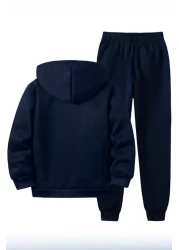 han elegant طقم بدلة رياضية للأولاد بسحاب مطبوع عليه نص كينج