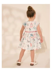 Next Baby 100% Cotton Cream Sea Pattern Short Sleeve Dress