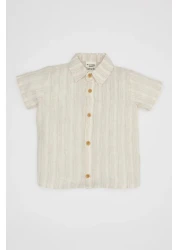 Defacto 4-Piece Striped Set for Baby Boy - Poplin Shirt, Shorts and Bow Tie Pants B8082A524Sm