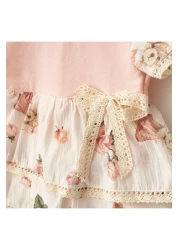 Baby Fou فستان بناتي وردي بخيطين