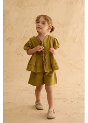 Fahhar Kids Ribbed Kimono Suit Fat Green