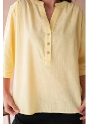 Park Karon V-Neck Button Detailed Woven Blouse