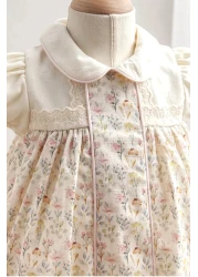 Tongs Baby Baby Girl Dress Pink Floral Print and Lace Trim 100% Cotton